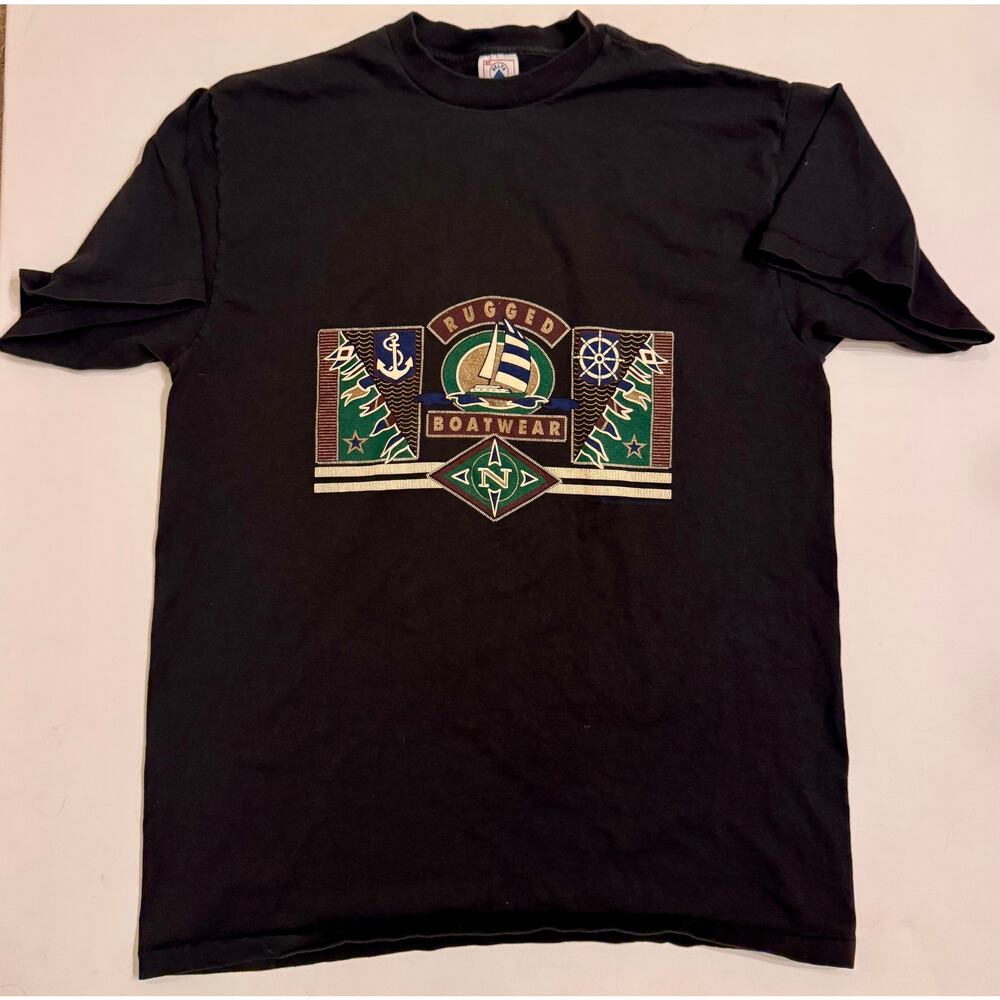 Y2K Vintage Rugged Boatwear Graphic T-Shirt Short Sleeve Size XL Unisex Adult